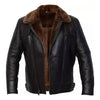 Men's RAF Aviator Shearling Bomber Faux Fur Genuine Black Sheep Leather Premium Warm Jacket