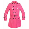 Women's Trench Coat PVC Vinyl Shiny Gothic Emo Soft Faux Leather Pink Long Premium Coat