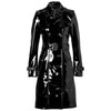 Women's Trench Coat PVC Vinyl Shiny Gothic Emo Soft Faux Leather Black Premium Long Coat