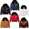 Men's V-Bomber Puffer Leather Jacket Genuine Fox Fur Collar Black Leather Different Colors Premium Jacket