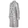 Women's Trench Coat PVC Vinyl Shiny Gothic Emo Soft Faux Leather White Long Premium Coat