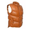 Men's EVEREST PUFFER Genuine Tan Leather Gilet Vest Waistcoat Sleeveless Premium Winter Jacket