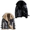 Women's Aviator RAF Double Fur Collar Heavy Jacket Biker Winter Fashion Shearling N9 Leather Jacket