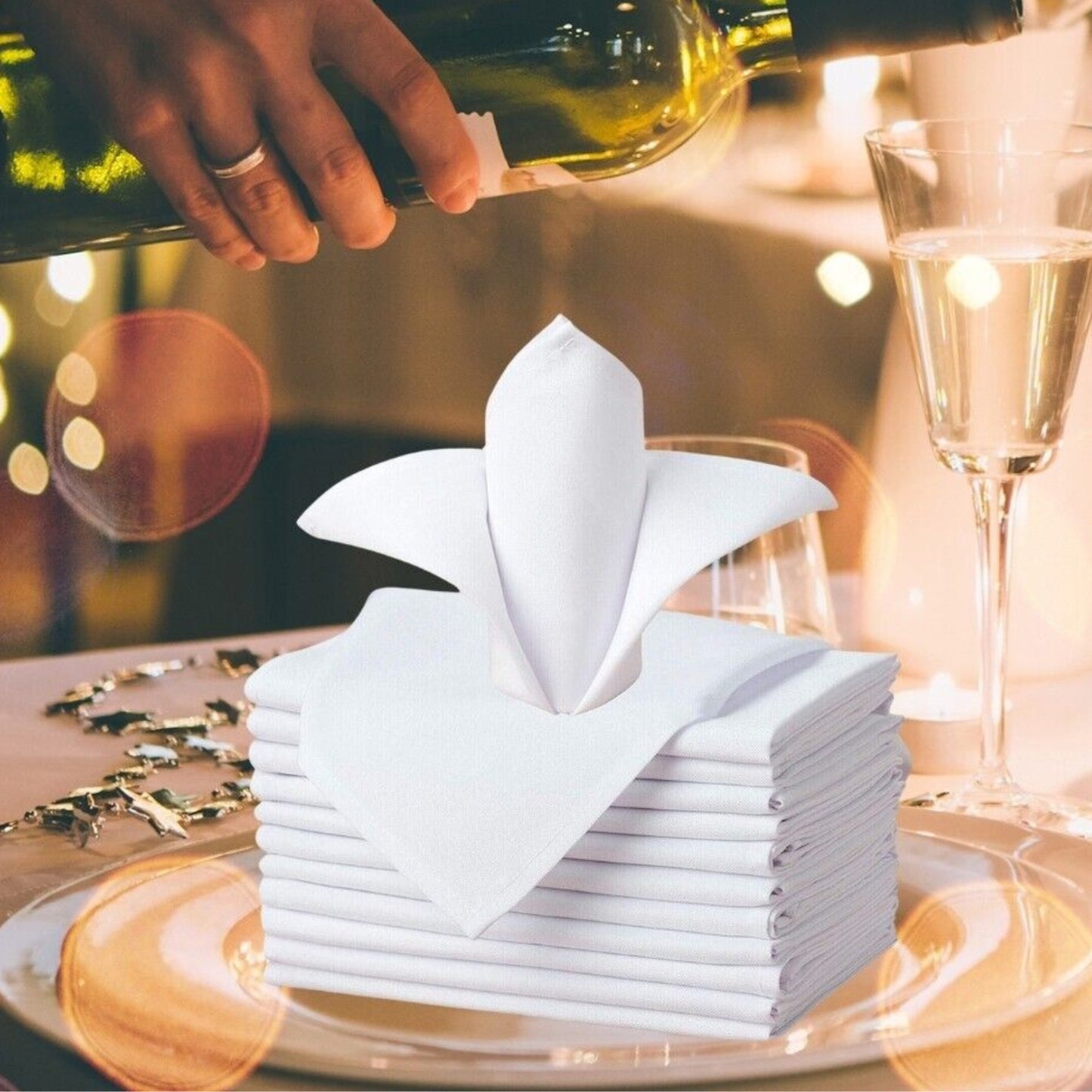 Kitchen Cloth Napkins 6 Pack Cotton Blend Washable and Reusable Table Dinner Napkins for Hotel, Lunch, Restaurant, Weddings, Event and Parties 12x12 Inches White