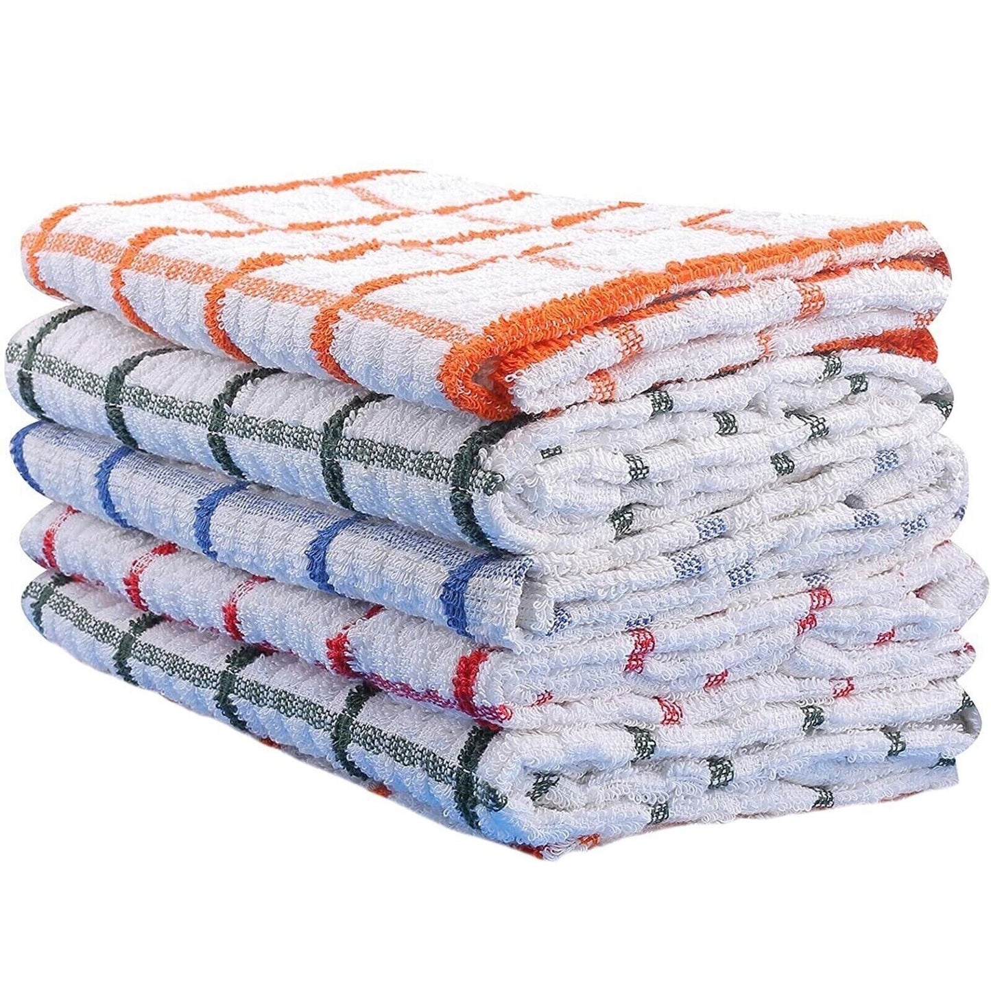 5 PCS Terry 100% Cotton Tea Towels Set Kitchen Cleaning Dish Cloths Drying Packs UK