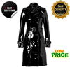 Women's Trench Coat PVC Vinyl Shiny Gothic Emo Soft Faux Leather Black Premium Long Coat