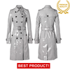 Women's Trench Coat PVC Vinyl Shiny Gothic Emo Soft Faux Leather White Long Premium Coat