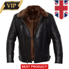 Men's RAF Aviator Shearling Bomber Faux Fur Genuine Black Sheep Leather Premium Warm Jacket