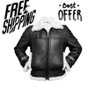 Kids Geniune Lambskin Black Leather Jacket Bomber B3 RAF Shearling