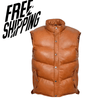 Men's EVEREST PUFFER Genuine Tan Leather Gilet Vest Waistcoat Sleeveless Premium Winter Jacket