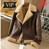 Kids Boys Real Leather Distressed Brown Shearling Fur Aviator Bomber UK