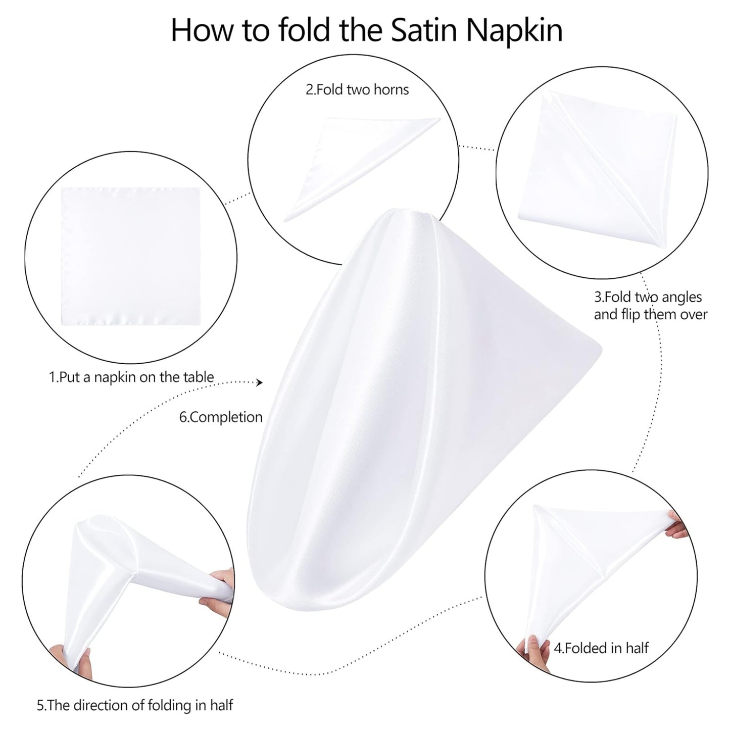 Kitchen Cloth Napkins 6 Pack Cotton Blend Washable and Reusable Table Dinner Napkins for Hotel, Lunch, Restaurant, Weddings, Event and Parties 12x12 Inches White