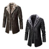 Men's Fur Lined Long Leather Coat Genuine Sheepskin Warm RAF Shearling Premium Winter Jacket