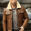 Men's RAF Bomber Aviator Genuine Sheep Skin Jacket Pilot Flying B3 Leather Winter Warm Coat