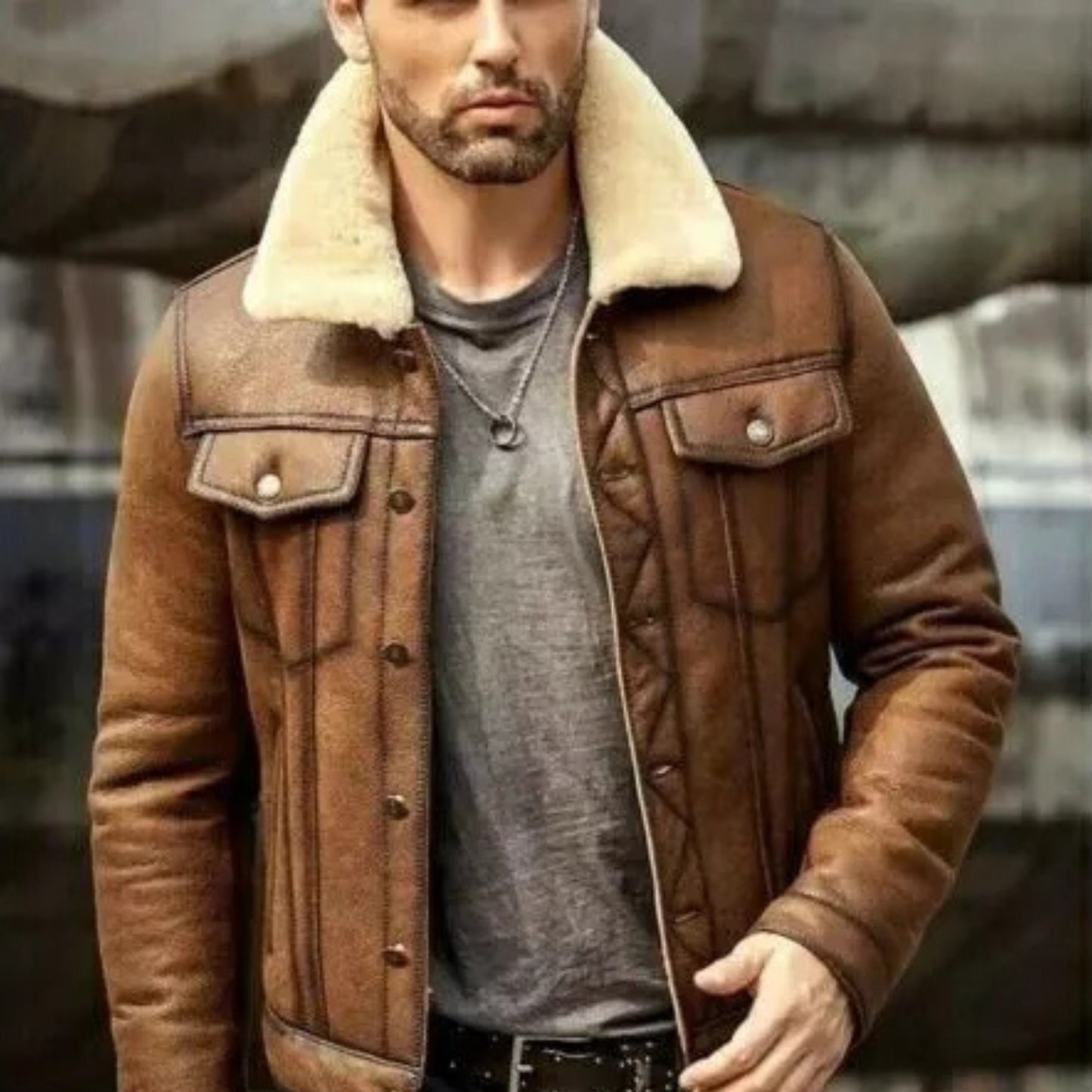 Men's RAF Bomber Aviator Genuine Sheep Skin Jacket Pilot Flying B3 Leather Winter Warm Coat