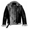 Men Avitor Pure Black Sheep Leather Jacket RAF B3 Flying Shearling Gray Fur Premium Winter Coat