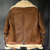 Men's Brown Double Fur Collar RAF Flight Bomber Aviator Sheepskin Leather Winter Warm Jacket
