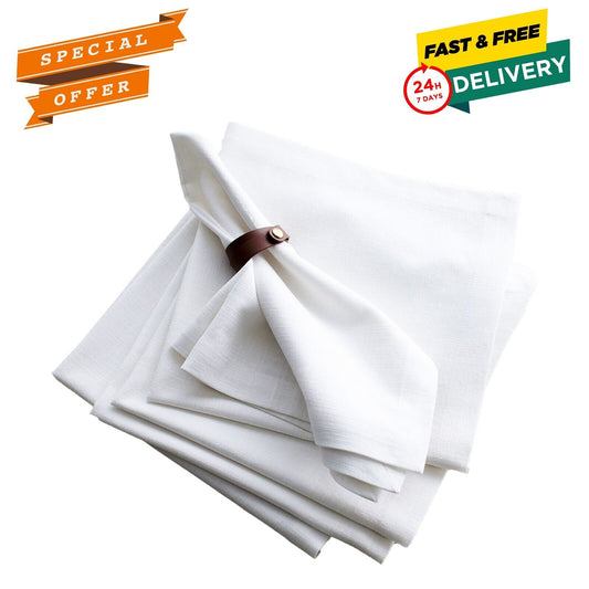 12X White Cotton Napkin Table Linen Dinner 100% Egyptian Hotel Wedding Birthday Christmas Farewell 16x16" Inches High Quality