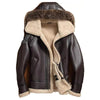 Men's B3 RAF Sheepskin Jacket Detachable Fox Fur Hooded Flight Fur Leather Premium Coat