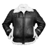 Kids Geniune Lambskin Black Leather Jacket Bomber B3 RAF Shearling