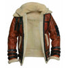 Men's RAF Flying Pilot Aviator Shearling Geniune Brown Leather Jacket Fur Winter Warm Coat