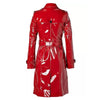 Women's Trench Coat PVC Vinyl Shiny Gothic Emo Soft Faux Leather Red Long Premium Coat