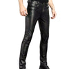 Men Slim Fit Genuine Black Leather Pant Casual Tight Fitting Trousers Biker High Quality Pant