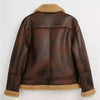 Kids Boys Real Leather Distressed Brown Shearling Fur Aviator Bomber UK