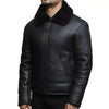 Men's Sheepskin Shearling Black Leather Jacket Aviator Flying B3 Pilot FUR Winter Warm Premium Coat