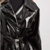 Women's Trench Coat PVC Vinyl Shiny Gothic Emo Soft Faux Leather Black Long Premium Coat