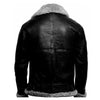 Men Avitor Pure Black Sheep Leather Jacket RAF B3 Flying Shearling Gray Fur Premium Winter Coat