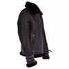 Men's Belted Aviator B3 Bomber Geniune Black Leather Shearling Flying Fur Premium Jacket