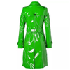 Women Trench Coat PVC Vinyl Shiny Gothic Emo Faux Leather Kelly Green Long Premium Coat