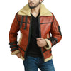 Men's RAF Flying Pilot Aviator Shearling Geniune Brown Leather Jacket Fur Winter Warm Coat