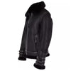 Men's Belted Aviator B3 Bomber Geniune Black Leather Shearling Flying Fur Premium Jacket