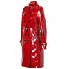 Women's Trench Coat PVC Vinyl Shiny Gothic Emo Soft Faux Leather Red Long Premium Coat
