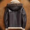 Men's B3 RAF Sheepskin Jacket Detachable Fox Fur Hooded Flight Fur Leather Premium Coat
