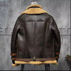 Men's Brown Double Fur Collar RAF Flight Bomber Aviator Sheepskin Leather Winter Warm Jacket