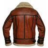 Men's RAF Flying Pilot Aviator Shearling Geniune Brown Leather Jacket Fur Winter Warm Coat