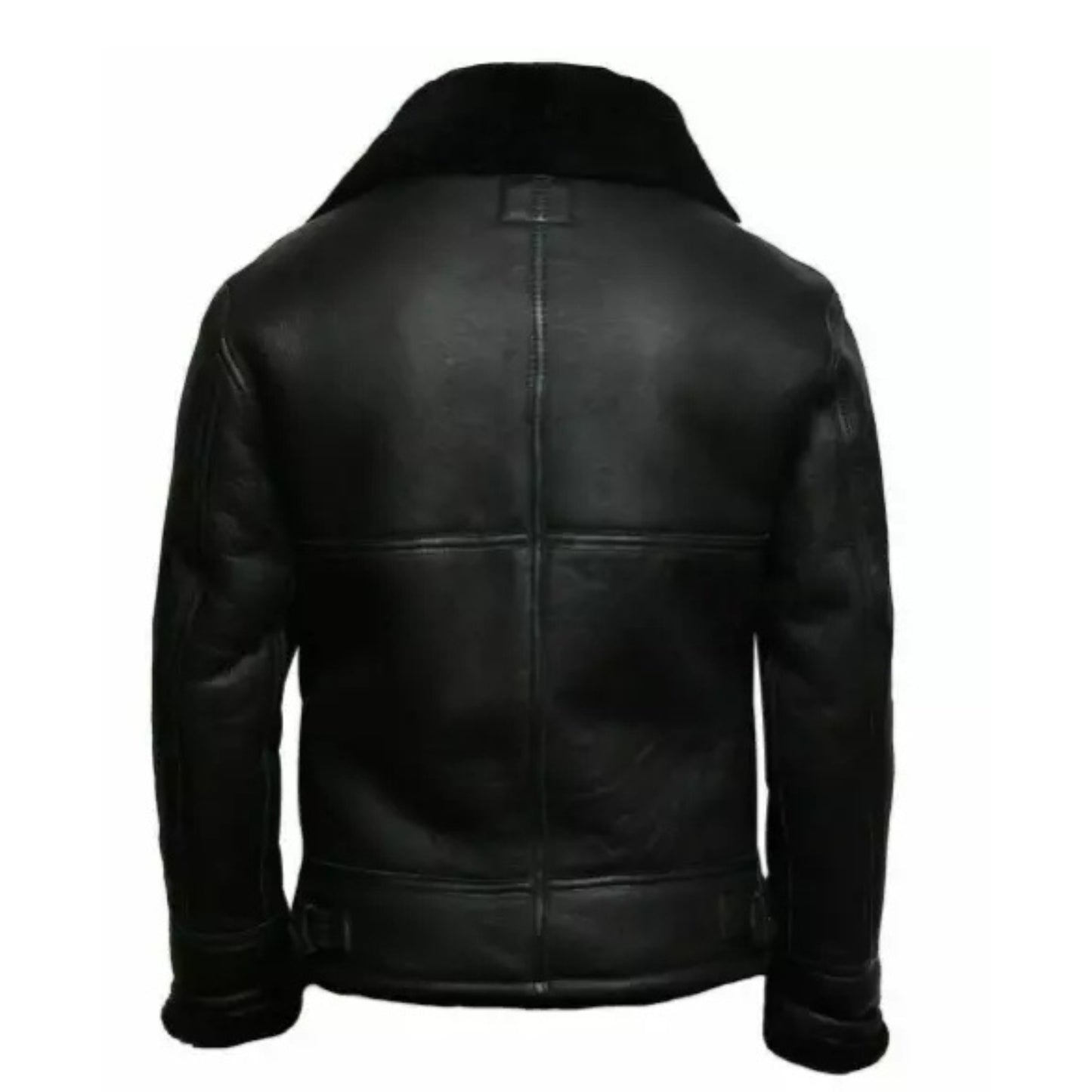 Men's Sheepskin Shearling Black Leather Jacket Aviator Flying B3 Pilot FUR Winter Warm Premium Coat