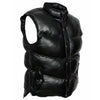 Mens EVEREST PUFFER Genuine Black Leather Gilet Vest Waistcoat Sleeveless Premium Jacket