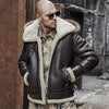 Men's B3 RAF Sheepskin Jacket Detachable Fox Fur Hooded Flight Fur Leather Premium Coat