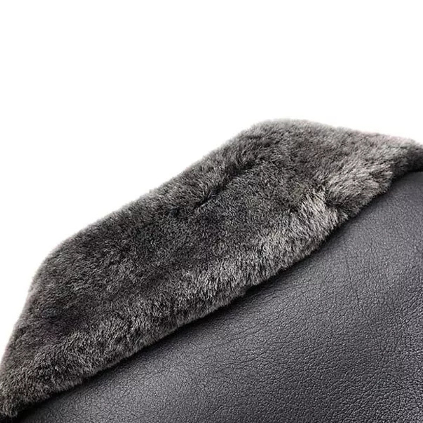 Mens RAF Shearling Long Coat Retro Leisure Bomber Genuine Black Leather Premium Winter Overcoat