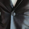 Mens 2 button Black Leather Coat Genuine Sheepskin Blazer Premium Quality Jacket