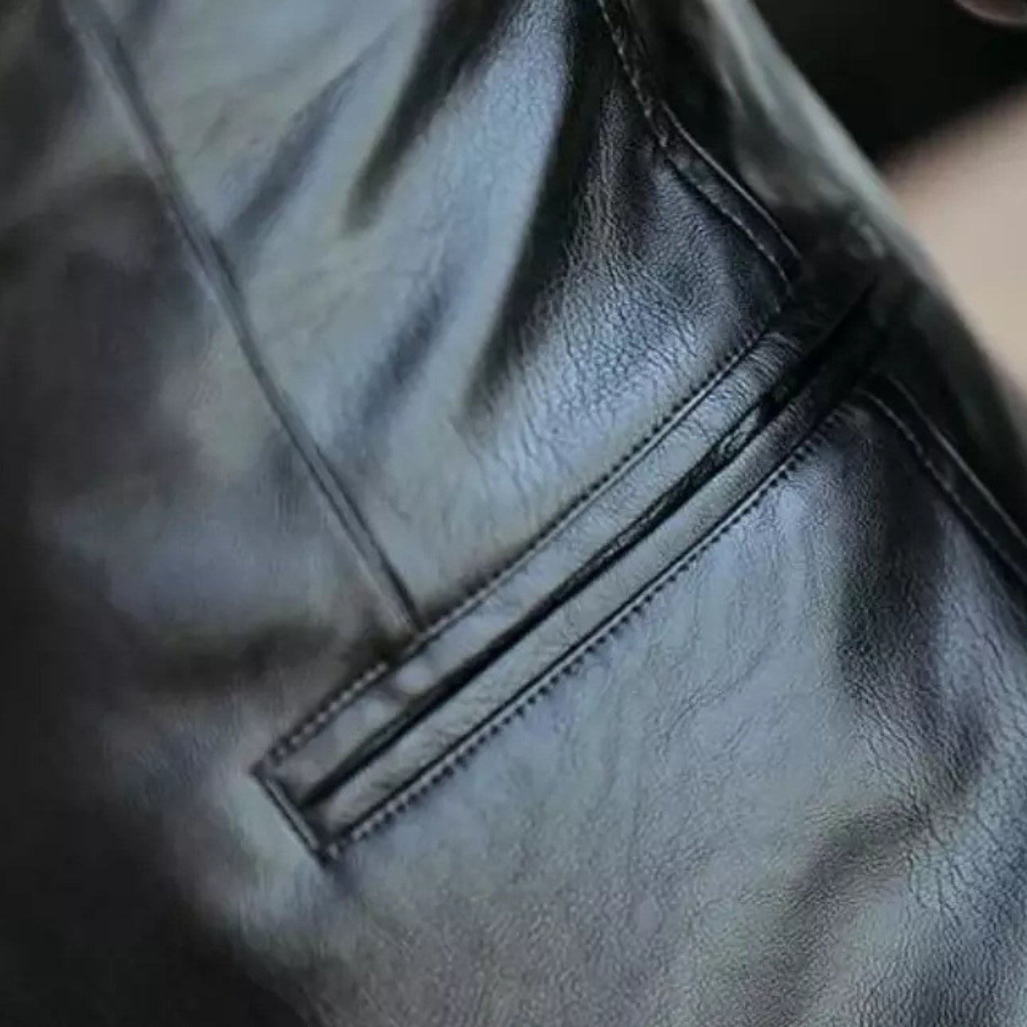 Mens 2 button Black Leather Coat Genuine Sheepskin Blazer Premium Quality Jacket