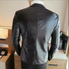Mens 2 button Black Leather Coat Genuine Sheepskin Blazer Premium Quality Jacket