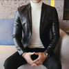 Mens 2 button Black Leather Coat Genuine Sheepskin Blazer Premium Quality Jacket