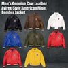 Men's Genuine Cow Leather Avirex-Style American Flight Bomber Jacket ussr sports