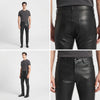 Men's Slim Fit Genuine Leather Trousers Black Leather Pants ussr sports