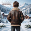 Kids Boys Genuine Leather Shearling Aviator Bomber Jacket Brown Distressed Fur Lined ussr sports